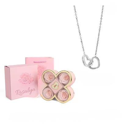 Coffret Rose Éternelle & collier personnalisé